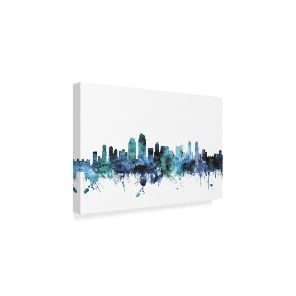 Michael Tompsett 'San Diego California Blue Teal Skyline' Canvas Art,30x47